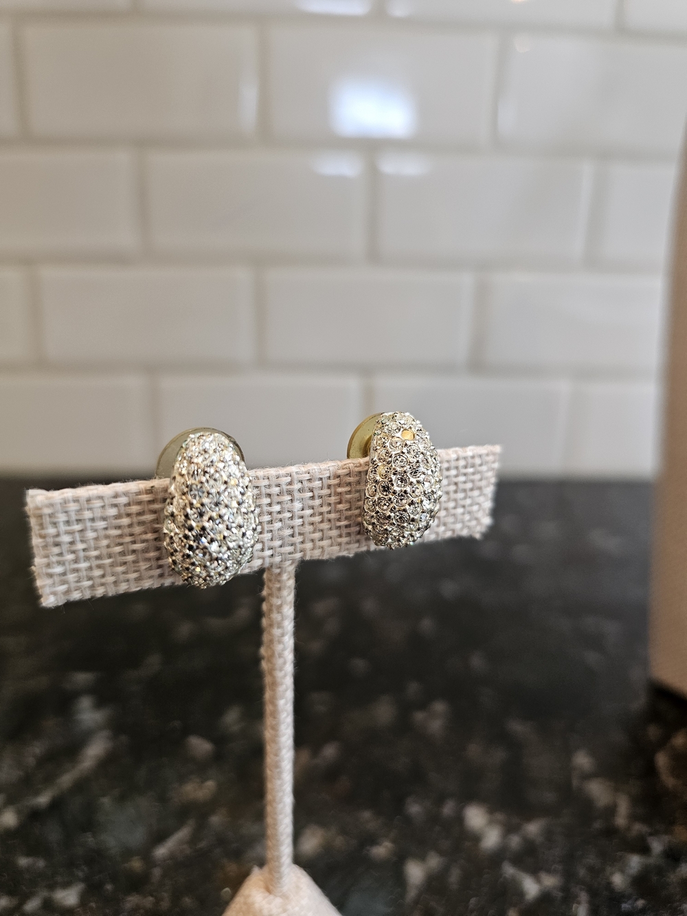 Sparkling Pavé Dome Clip-On Earrings in Silver